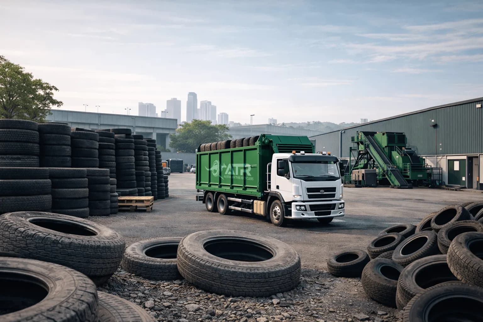 Commercial tyre collection and recycling operations in Sydney, New South Wales