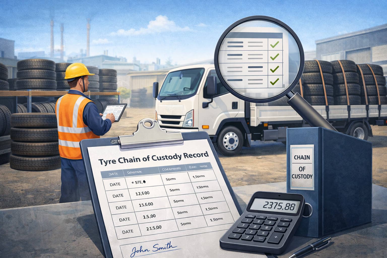 Tyre collection documentation and chain-of-custody records for commercial sites